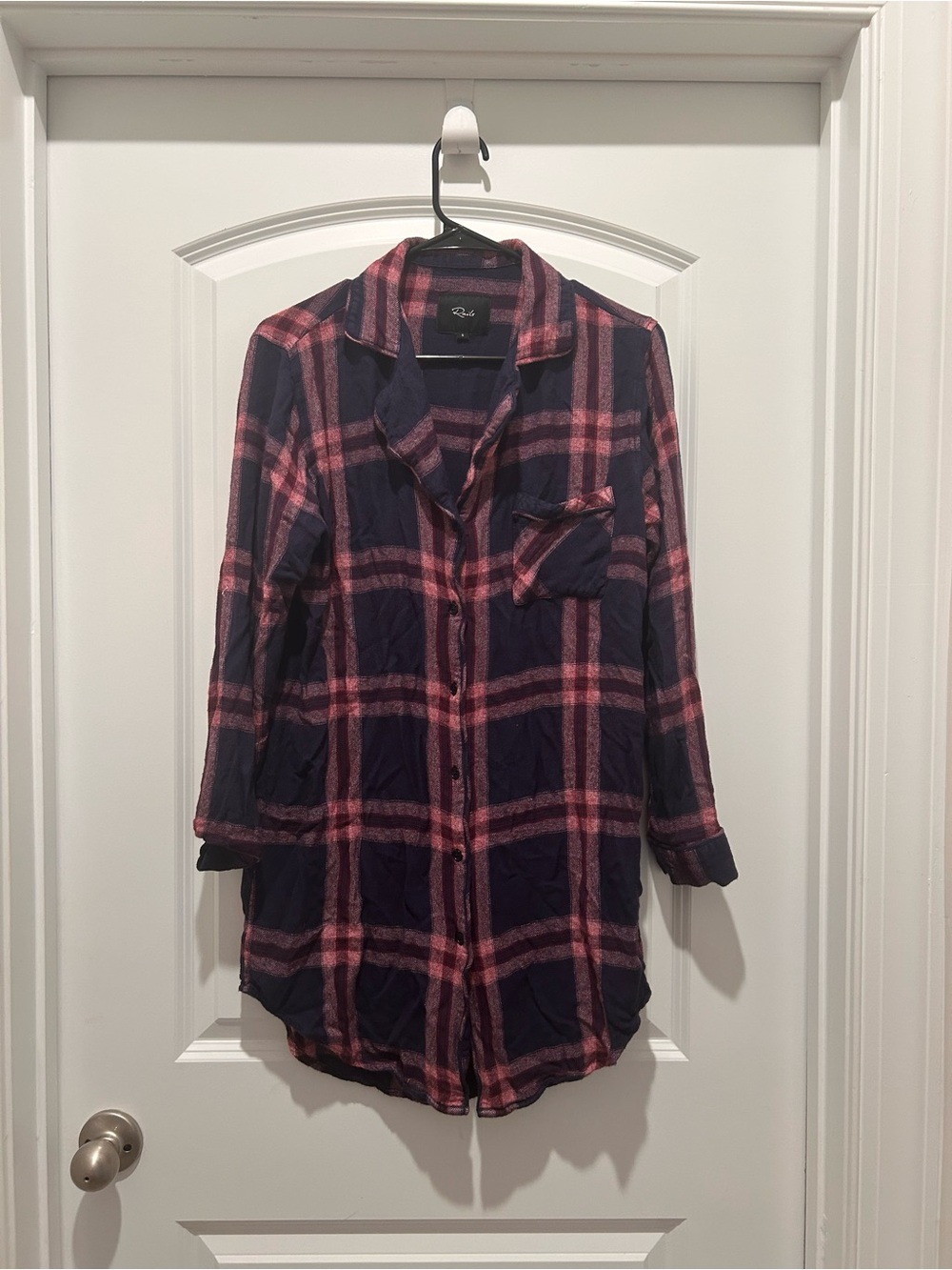 Rails Navy and Pink Plaid Flannel Shirt